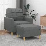 vidaXL Fauteuil met voetenbank 60 cm stof lichtgrijs