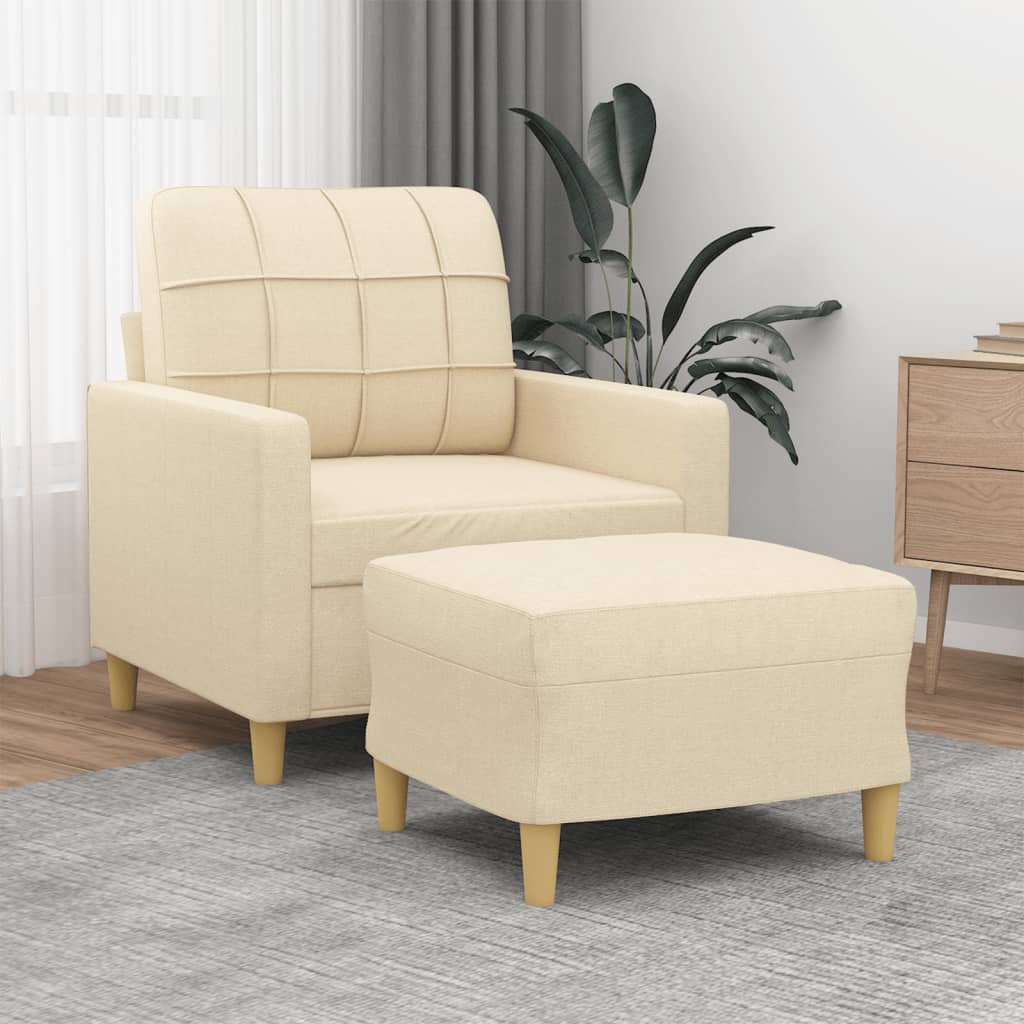 vidaXL Fauteuil met voetenbank 60 cm stof lichtgrijs