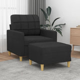 vidaXL Fauteuil met voetenbank 60 cm stof lichtgrijs