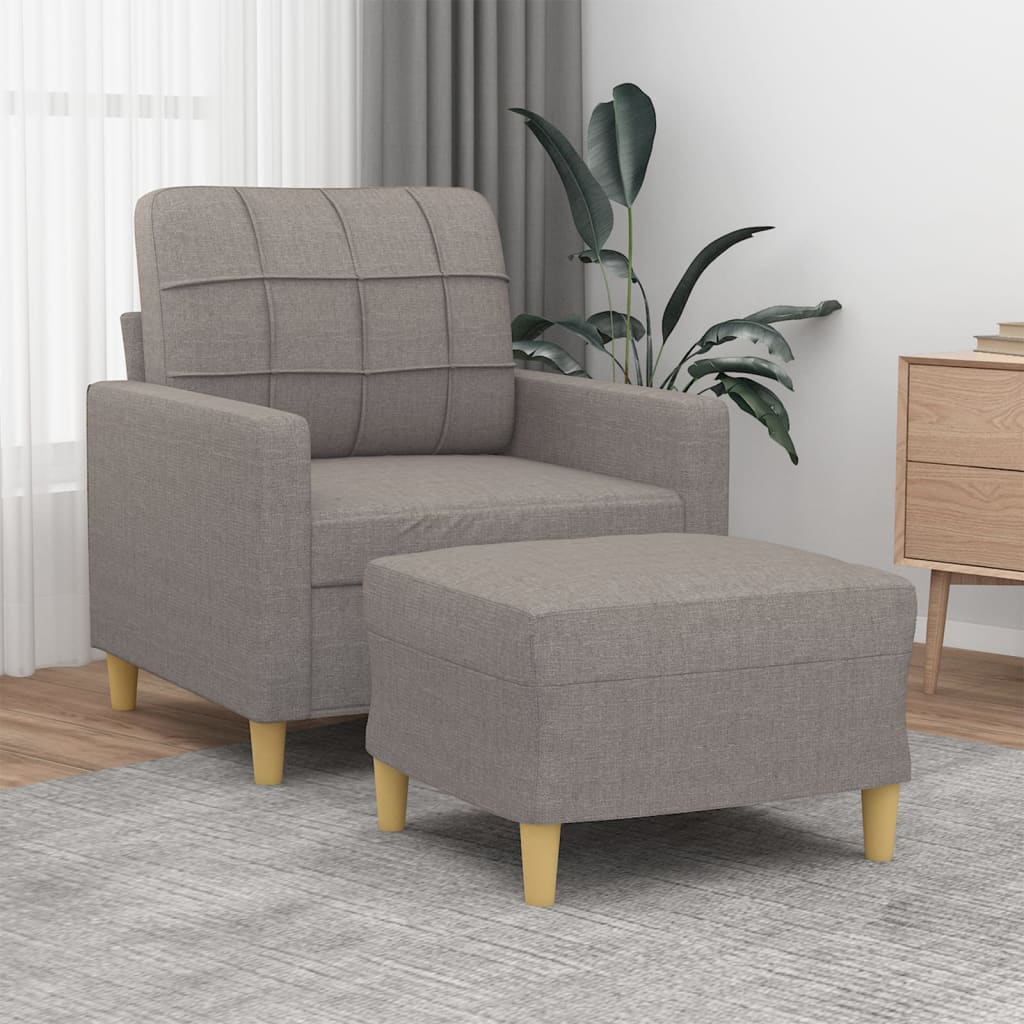 vidaXL Fauteuil met voetenbank 60 cm stof lichtgrijs