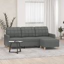 vidaXL Three-Seater Sofa with Footstool 180 cm Fabric Light Grey