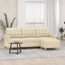 vidaXL Three-Seater Sofa with Footstool 180 cm Fabric Light Grey