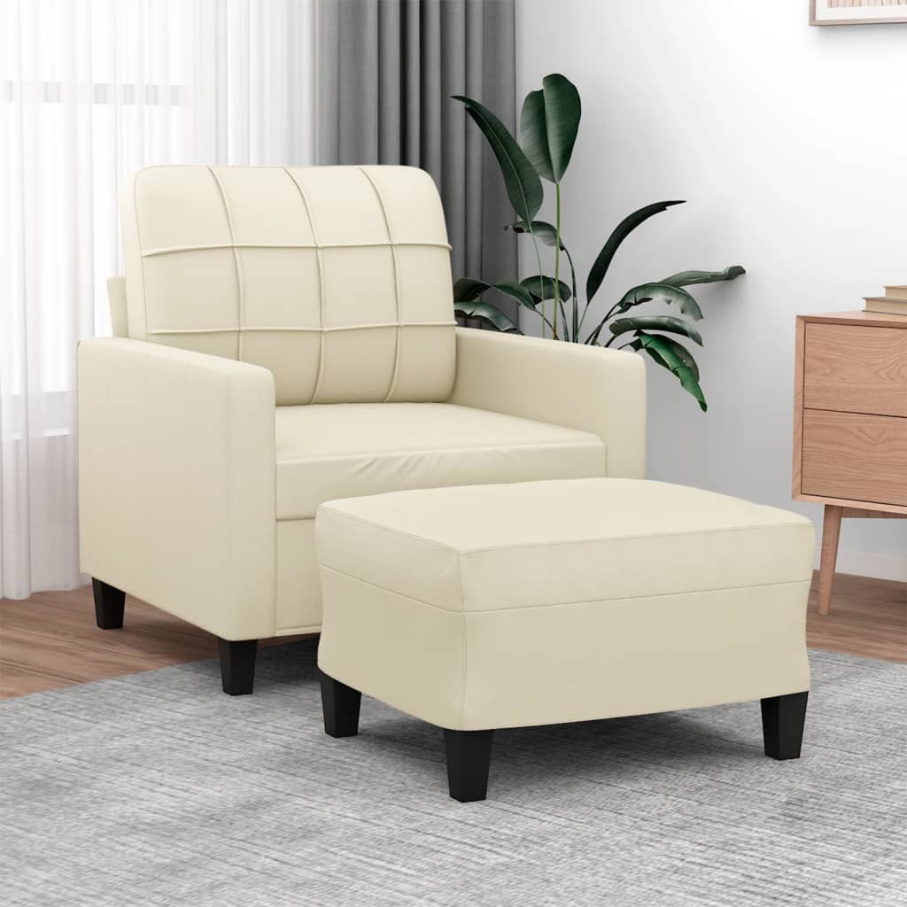 vidaXL Fauteuil met voetenbank 60 cm kunstleer zwart