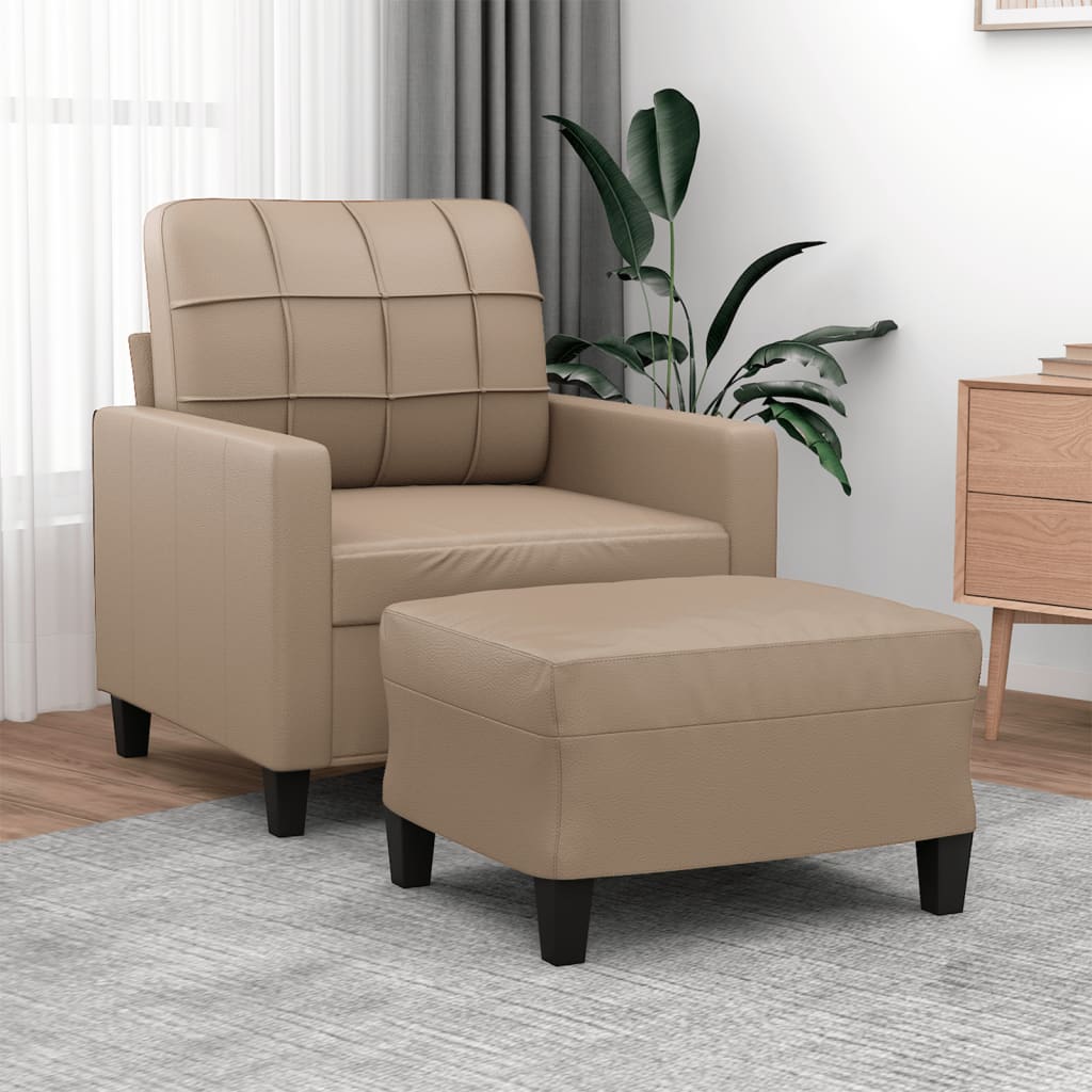 vidaXL Fauteuil met voetenbank 60 cm kunstleer zwart