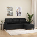 vidaXL Three-Seater Sofa with Footrest 180 cm Artificial Leather Black