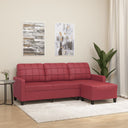 vidaXL Three-Seater Sofa with Footrest 180 cm Artificial Leather Black