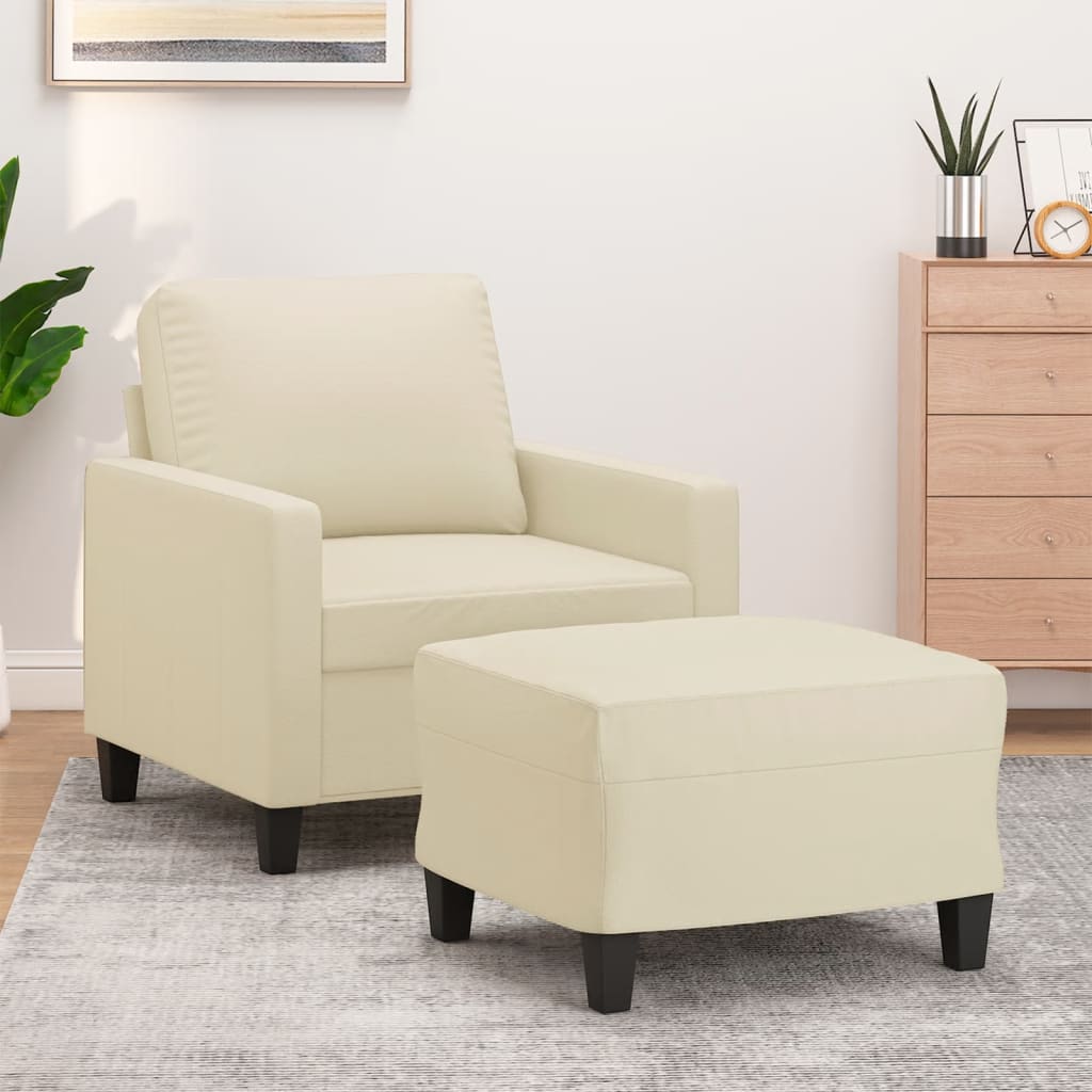 vidaXL Fauteuil met voetenbank 60 cm kunstleer zwart