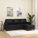 vidaXL Three-Seater Sofa with Footrest 180 cm Artificial Leather Black