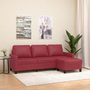 vidaXL Three-Seater Sofa with Footrest 180 cm Artificial Leather Black