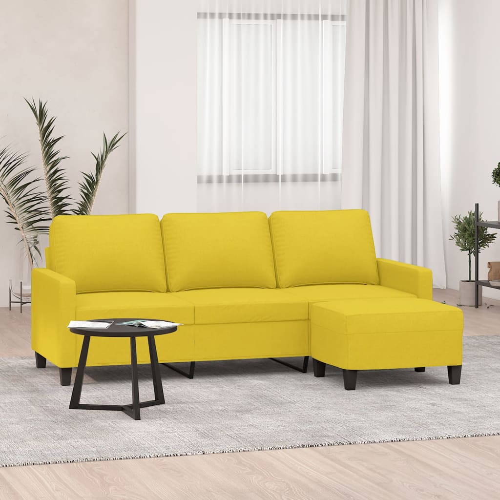 vidaXL Driezitsbank met voetenbank 180 cm stof lichtgrijs