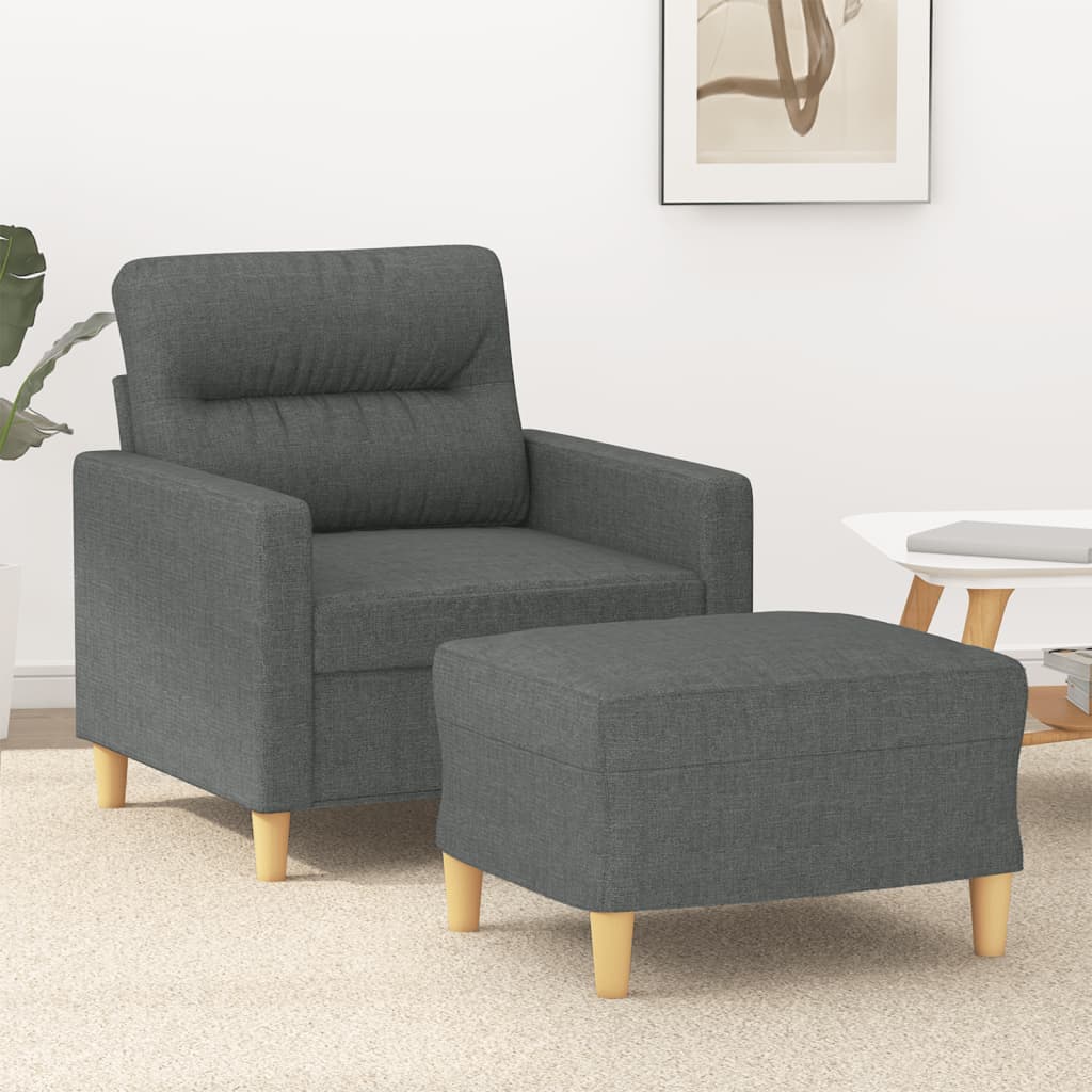 vidaXL Fauteuil met voetenbank 60 cm stof lichtgrijs