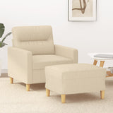 vidaXL Fauteuil met voetenbank 60 cm stof lichtgrijs