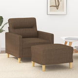 vidaXL Fauteuil met voetenbank 60 cm stof lichtgrijs