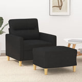 vidaXL Fauteuil met voetenbank 60 cm stof lichtgrijs