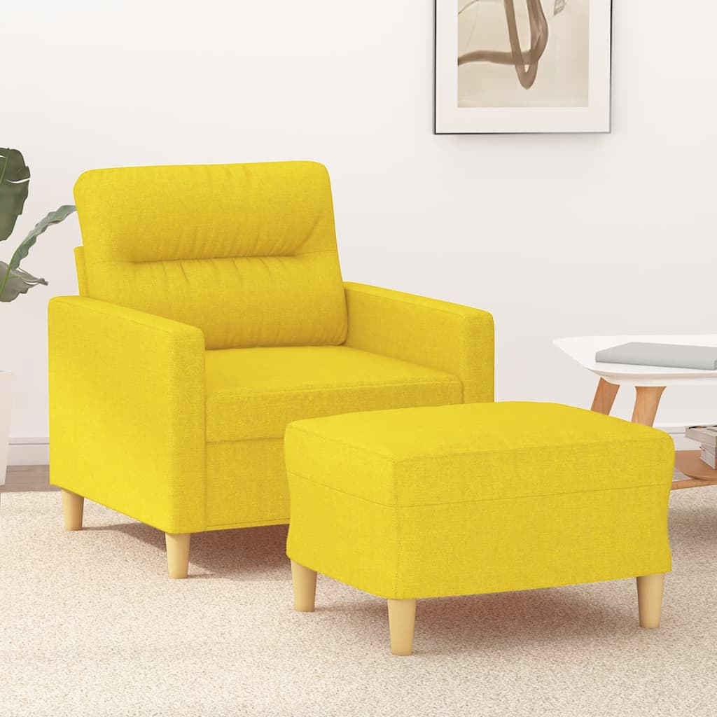 vidaXL Fauteuil met voetenbank 60 cm stof lichtgrijs