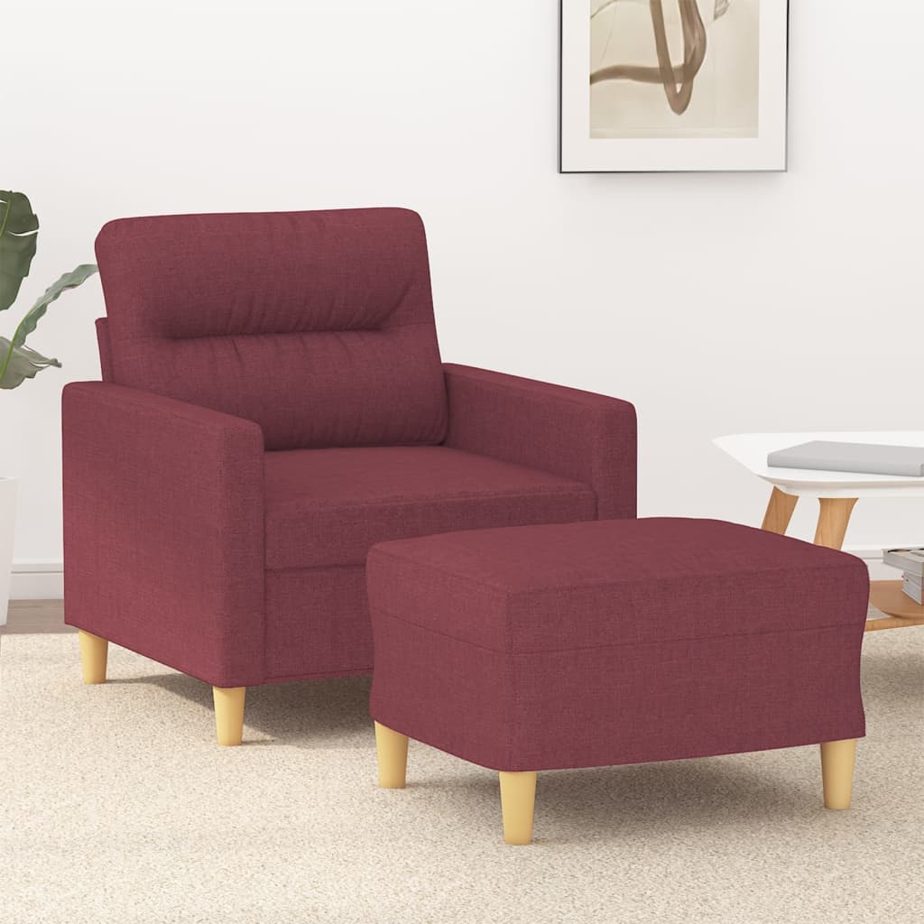 vidaXL Fauteuil met voetenbank 60 cm stof lichtgrijs