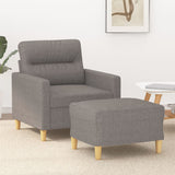 vidaXL Fauteuil met voetenbank 60 cm stof lichtgrijs