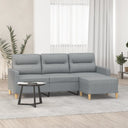 vidaXL Three-Seater Sofa with Footstool 180 cm Fabric Light Grey