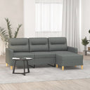 vidaXL Three-Seater Sofa with Footstool 180 cm Fabric Light Grey