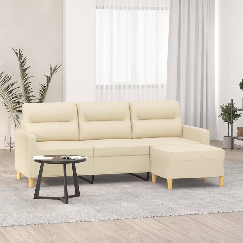 vidaXL Driezitsbank met voetenbank 180 cm stof lichtgrijs