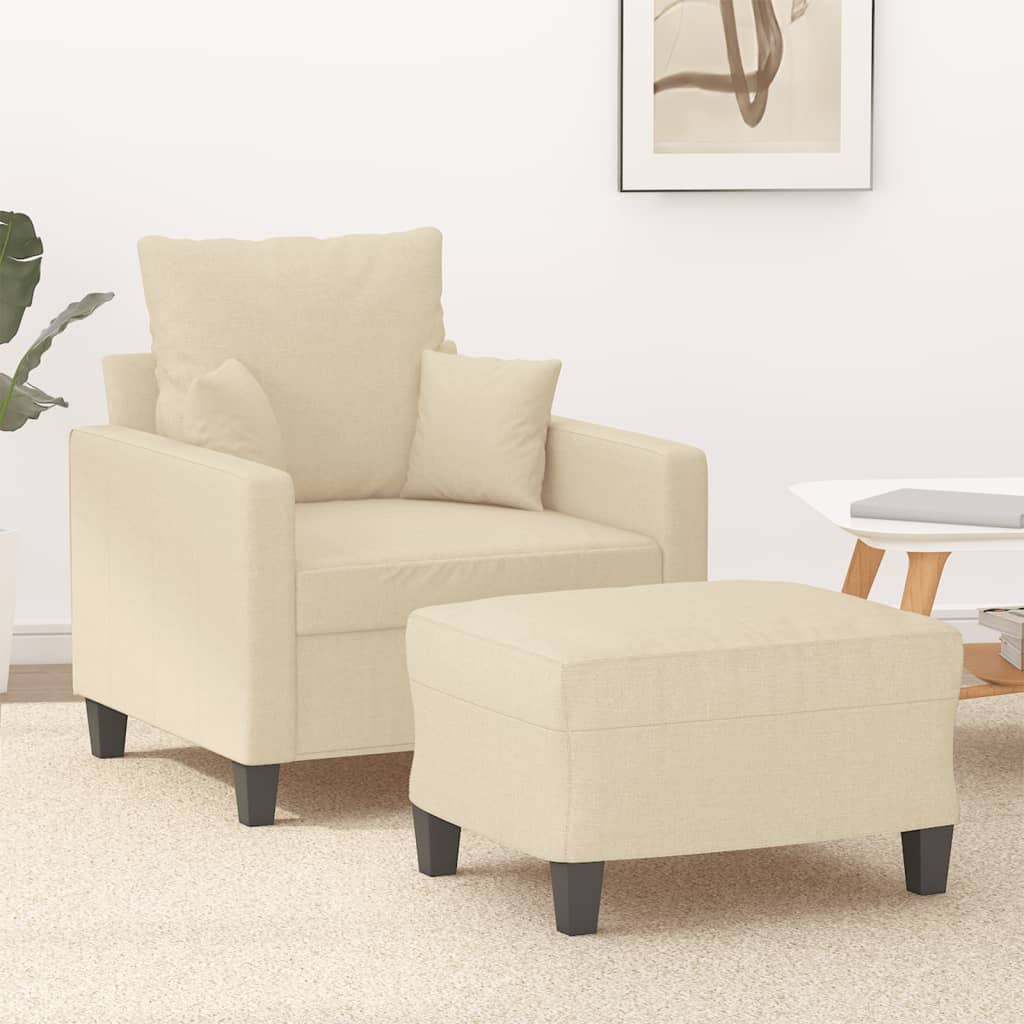 vidaXL Fauteuil met voetenbank 60 cm stof lichtgrijs