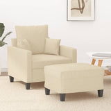 vidaXL Fauteuil met voetenbank 60 cm stof lichtgrijs