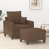 vidaXL Fauteuil met voetenbank 60 cm stof lichtgrijs