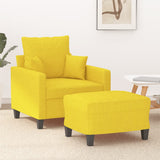 vidaXL Fauteuil met voetenbank 60 cm stof lichtgrijs