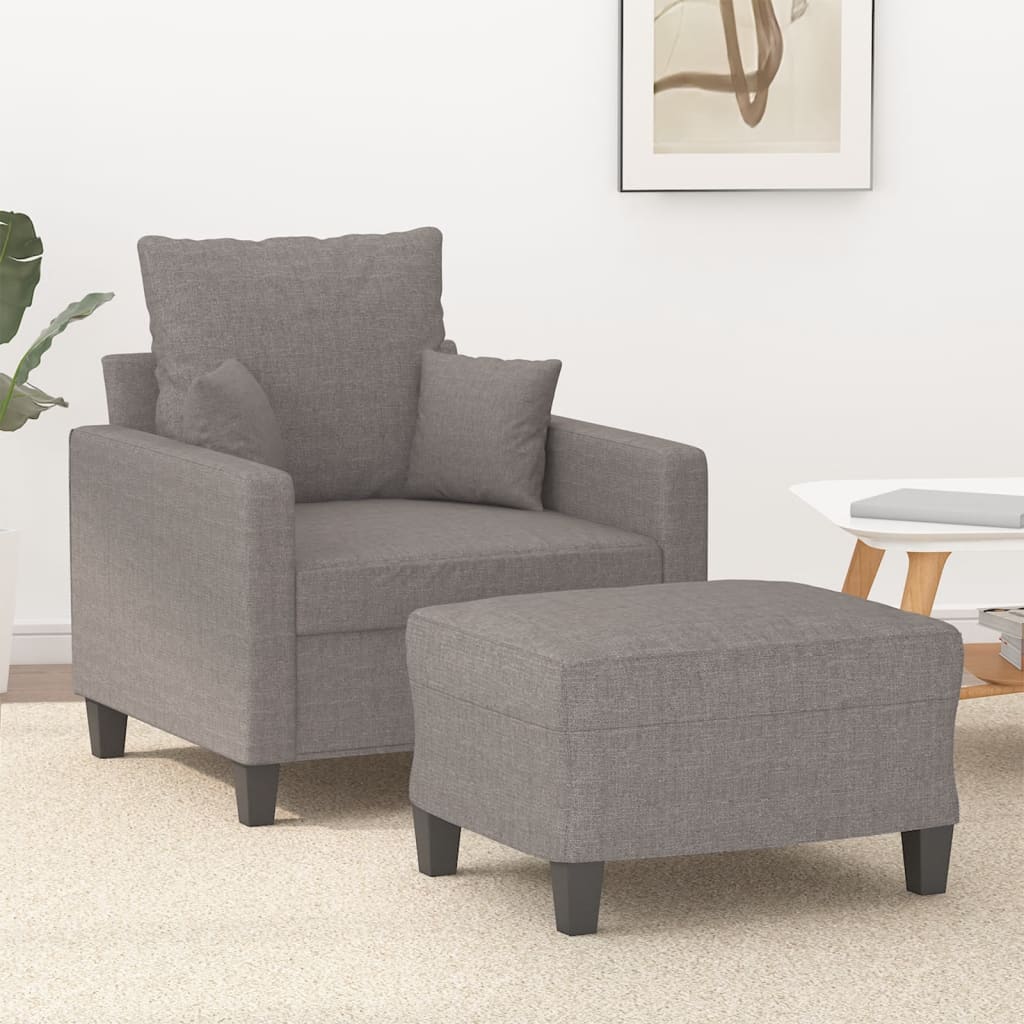 vidaXL Fauteuil met voetenbank 60 cm stof lichtgrijs