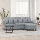 vidaXL Three-Seater Sofa with Footstool 180 cm Fabric Light Grey