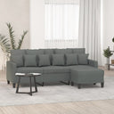 vidaXL Three-Seater Sofa with Footstool 180 cm Fabric Light Grey