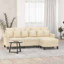 vidaXL Three-Seater Sofa with Footstool 180 cm Fabric Light Grey