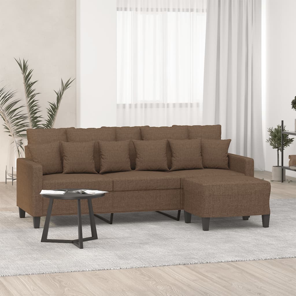 vidaXL Driezitsbank met voetenbank 180 cm stof lichtgrijs