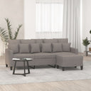 vidaXL Three-Seater Sofa with Footstool 180 cm Fabric Light Grey