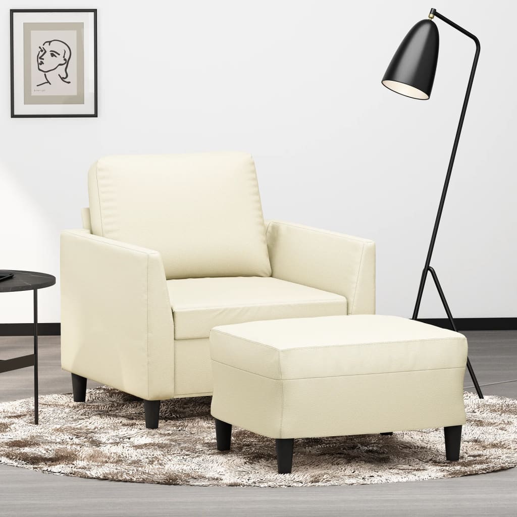 vidaXL Fauteuil met voetenbank 60 cm kunstleer zwart