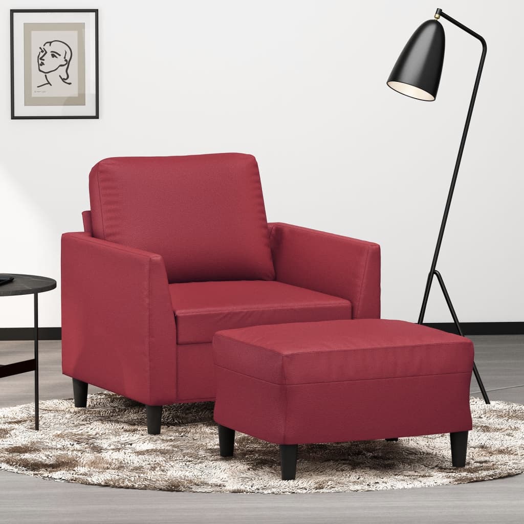 vidaXL Fauteuil met voetenbank 60 cm kunstleer zwart