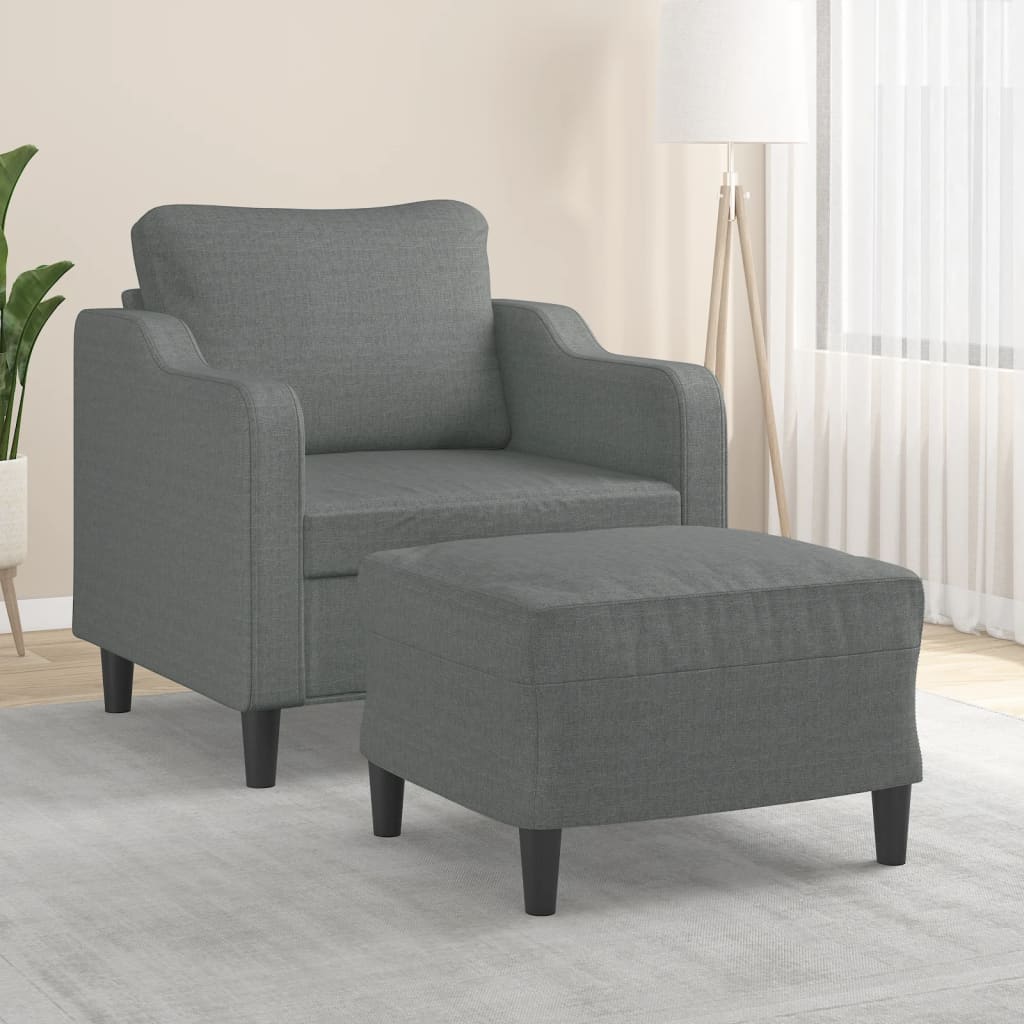 vidaXL Fauteuil met voetenbank 60 cm stof lichtgrijs