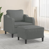 vidaXL Fauteuil met voetenbank 60 cm stof lichtgrijs
