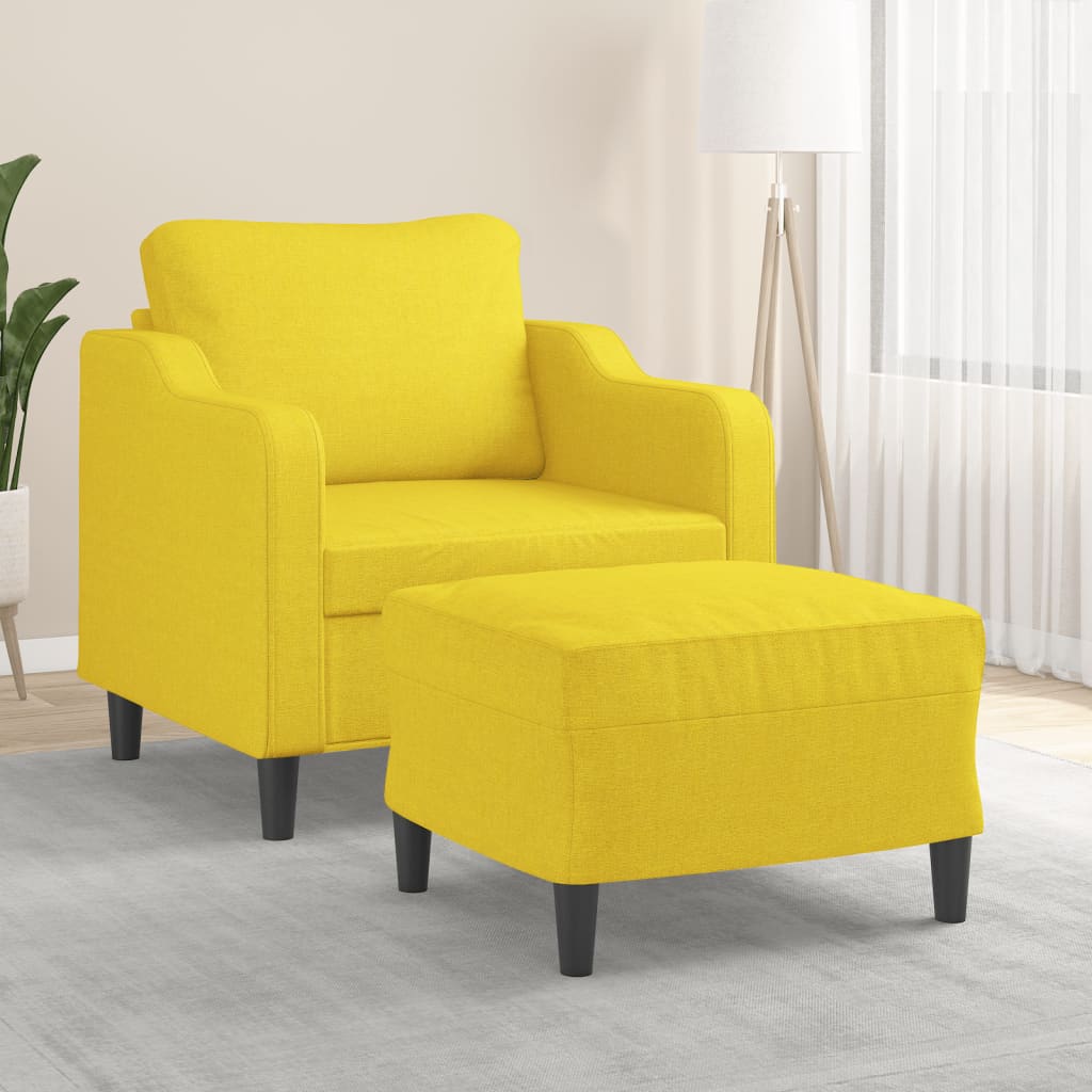 vidaXL Fauteuil met voetenbank 60 cm stof lichtgrijs