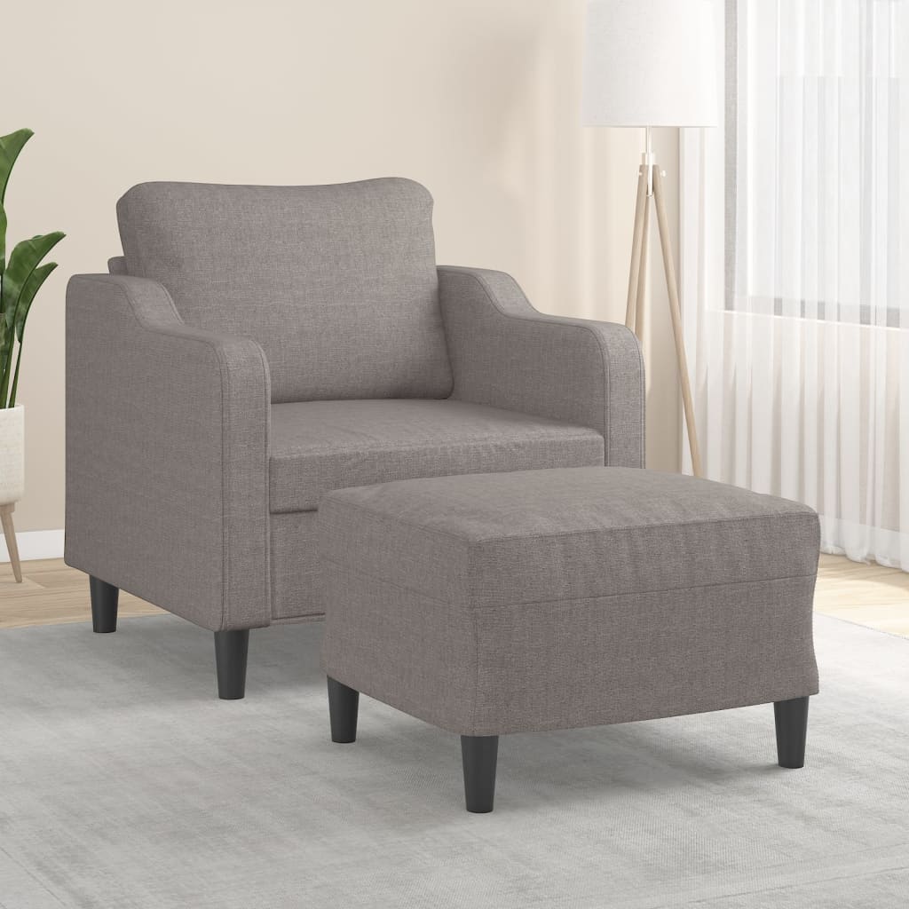 vidaXL Fauteuil met voetenbank 60 cm stof lichtgrijs
