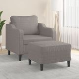 vidaXL Fauteuil met voetenbank 60 cm stof lichtgrijs