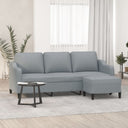 vidaXL Three-Seater Sofa with Footstool 180 cm Fabric Light Grey
