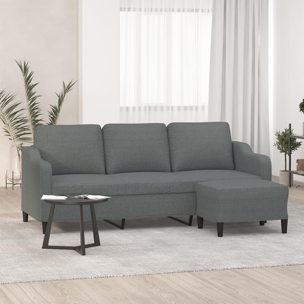 vidaXL Driezitsbank met voetenbank 180 cm stof lichtgrijs