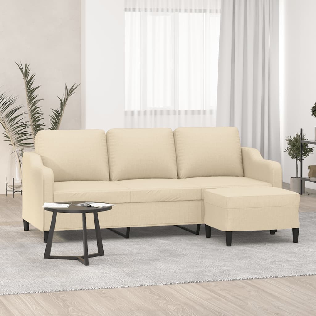 vidaXL Driezitsbank met voetenbank 180 cm stof lichtgrijs