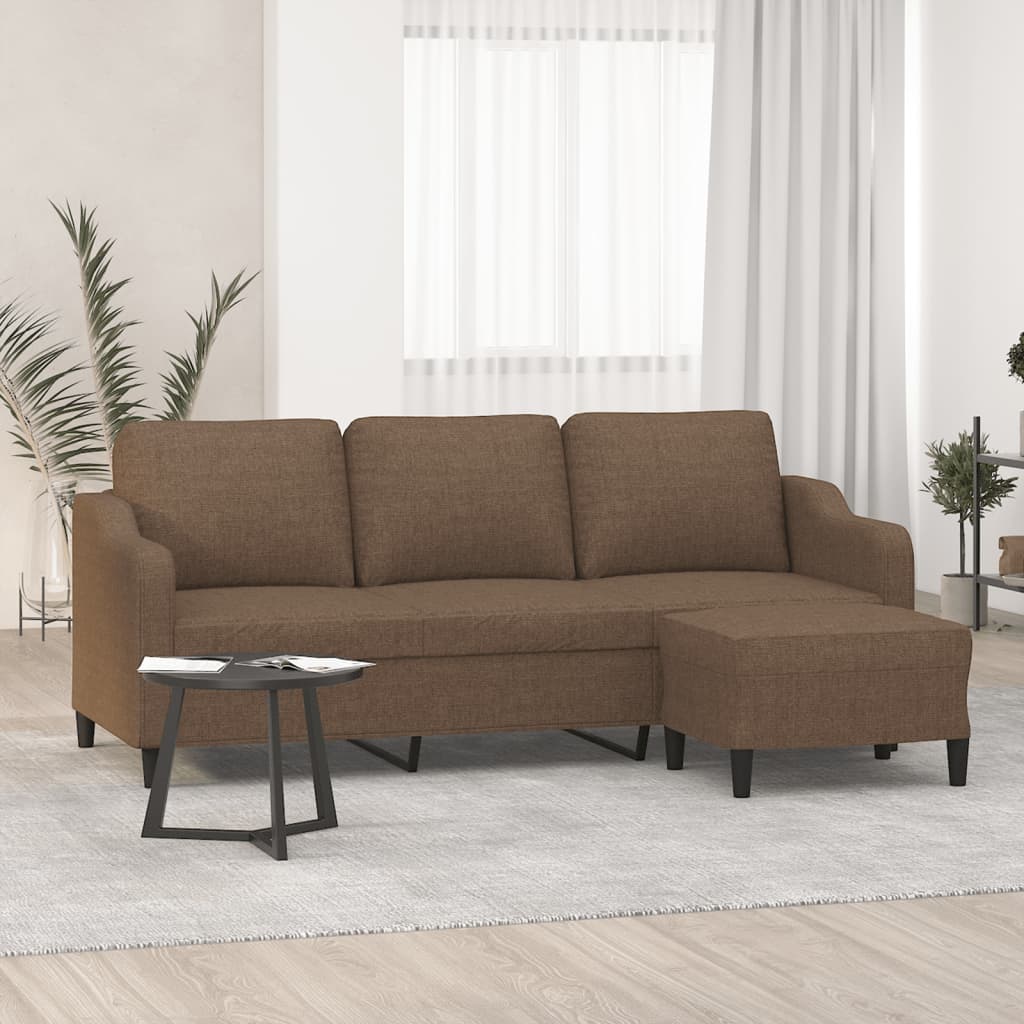 vidaXL Driezitsbank met voetenbank 180 cm stof lichtgrijs