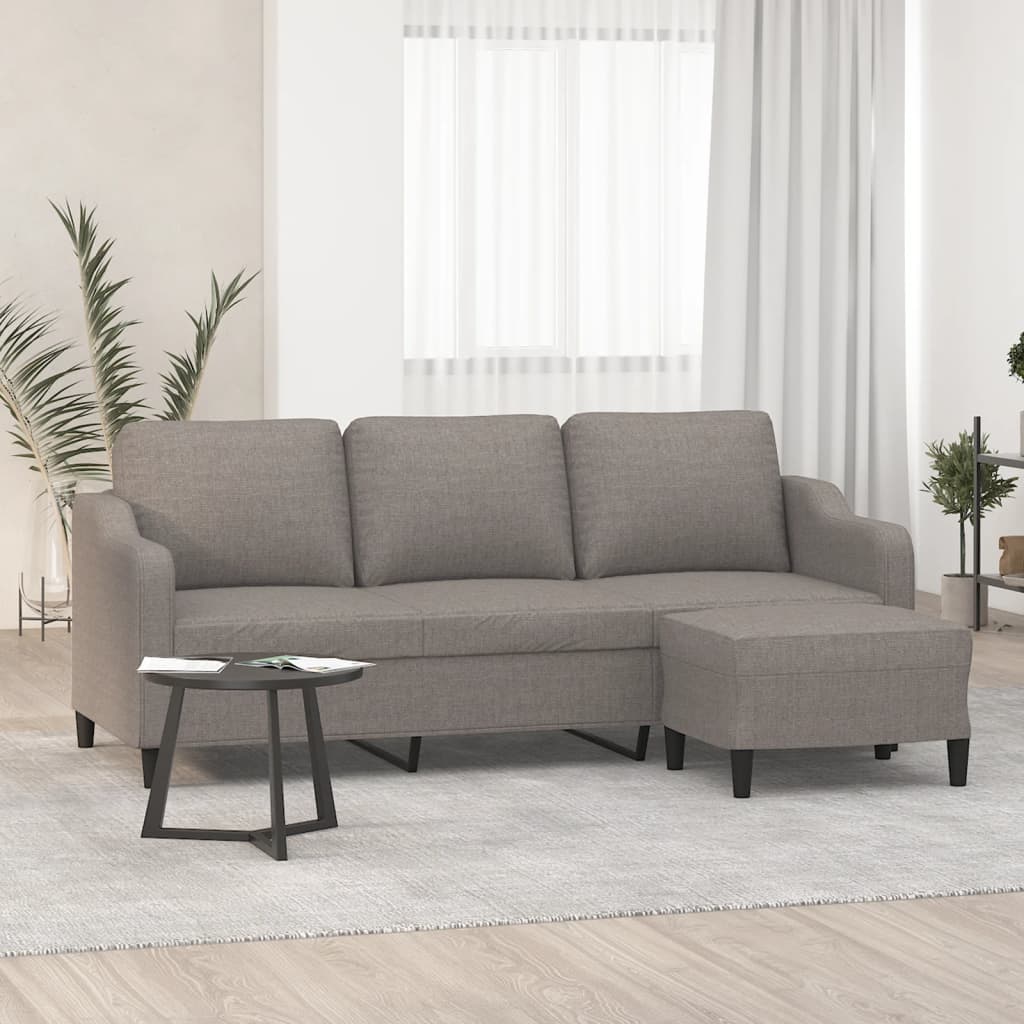 vidaXL Driezitsbank met voetenbank 180 cm stof lichtgrijs