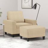 vidaXL Fauteuil met voetenbank 60 cm stof lichtgrijs