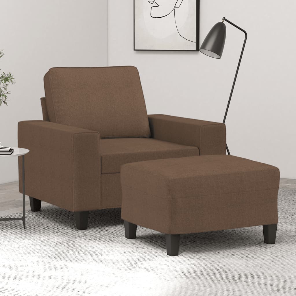 vidaXL Fauteuil met voetenbank 60 cm stof lichtgrijs