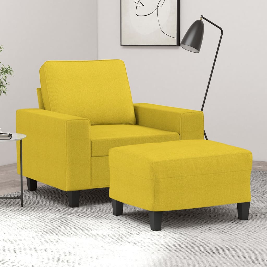 vidaXL Fauteuil met voetenbank 60 cm stof lichtgrijs