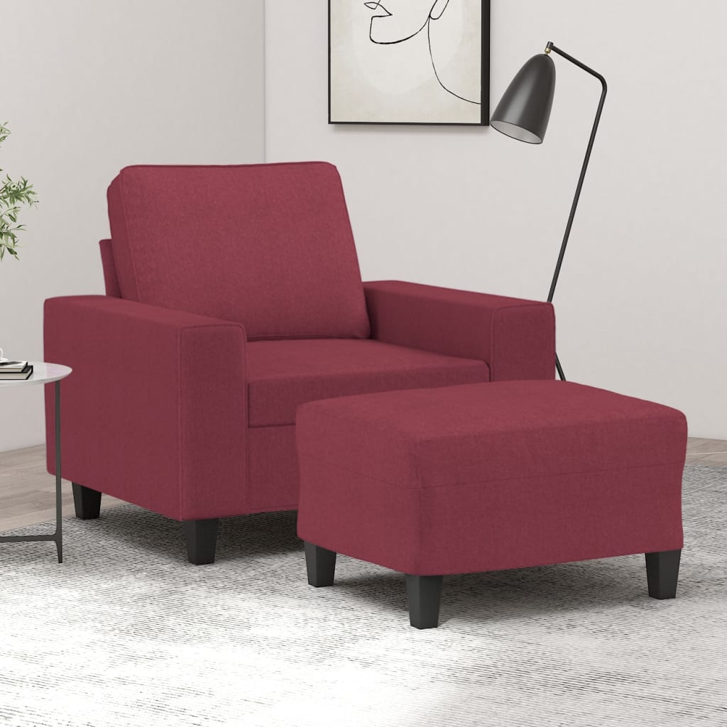 vidaXL Fauteuil met voetenbank 60 cm stof lichtgrijs